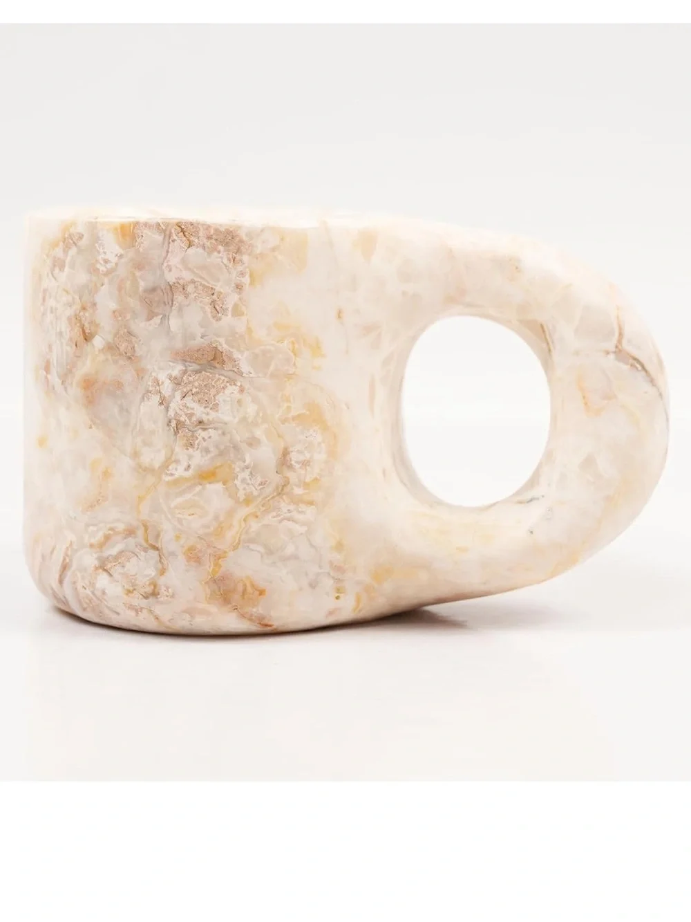 Marble Effect Stone Mug - Cream & Gold Veining